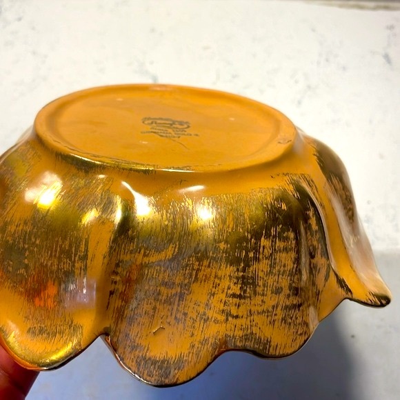 Stangl Art Pottery Hand Painted Granada Gold Ruffled Fruit Bowl 9” Vintage EUC - Picture 10 of 12